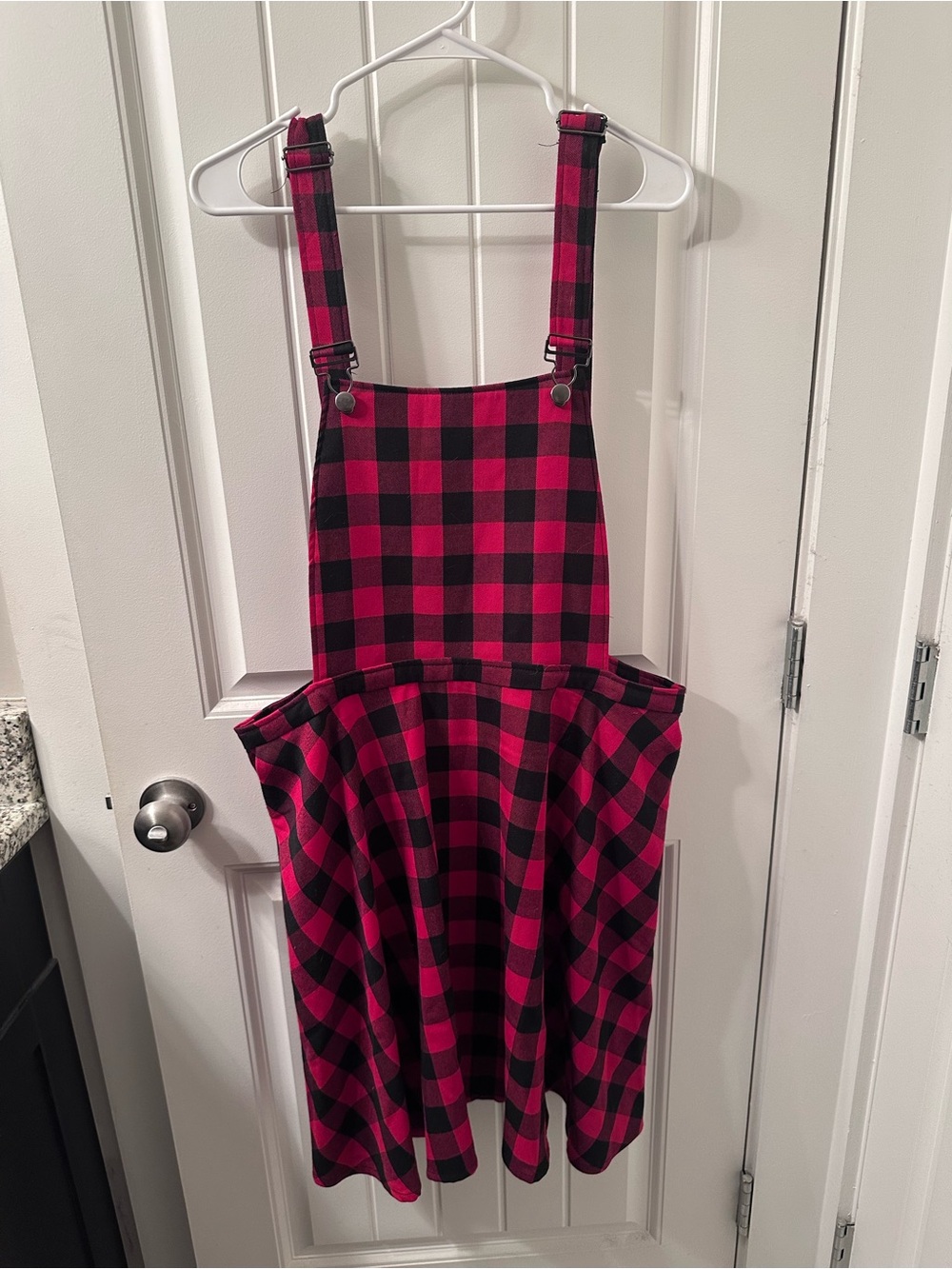 Hot Topic Black and Red Plaid Suspender Skirt Dress